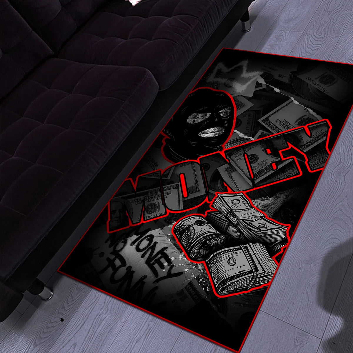 Gangster Dollar Design Area Rug,Non-Slip & Wear-Resistant,Bold Street Style Floor Mat for Living Room,Bedroom,Hip-Hop Home Decor