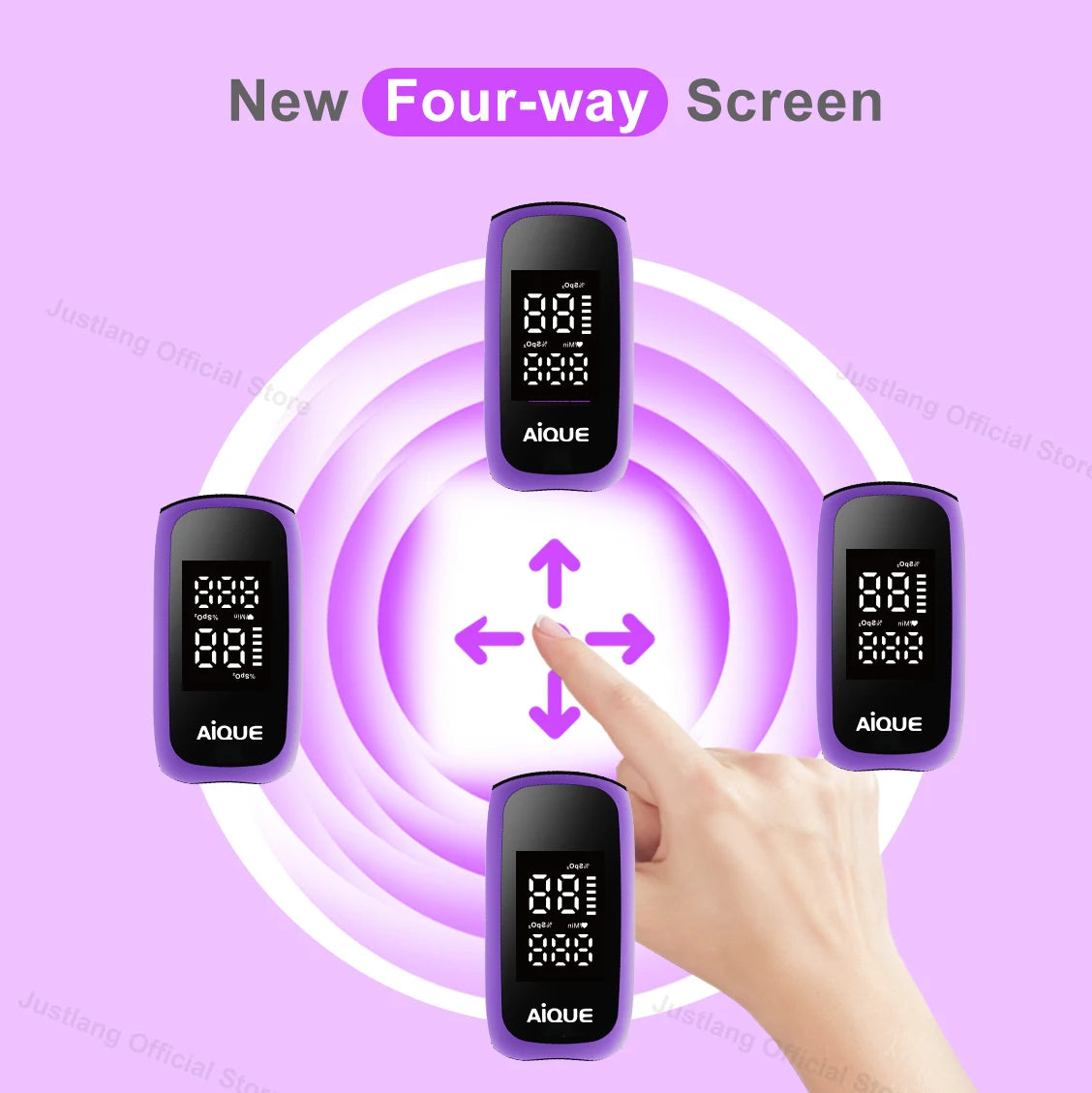 AiQUE Rechargeable Digital Finger Pulse Oximeter LED Medical SPO2 PR PI Health Alarm Fingertip Oxygen Saturation Monitor