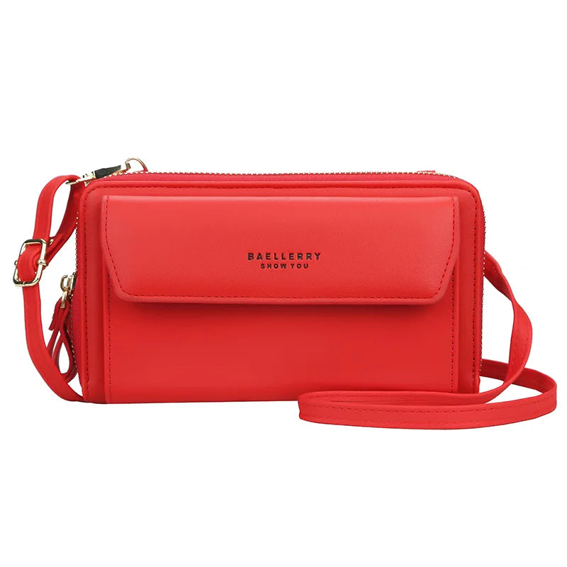 Baellerry Women's Double Zipper Mini Crossbody Bag Mobile Phone Shoulder Bag Premium Handbags Wallet for Women