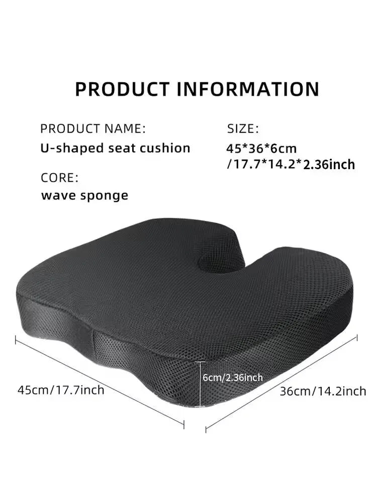Comfortable breathable seat cushion, U-shaped design wave sponge massage cushion can relieve buttock pressure/coccyx pain