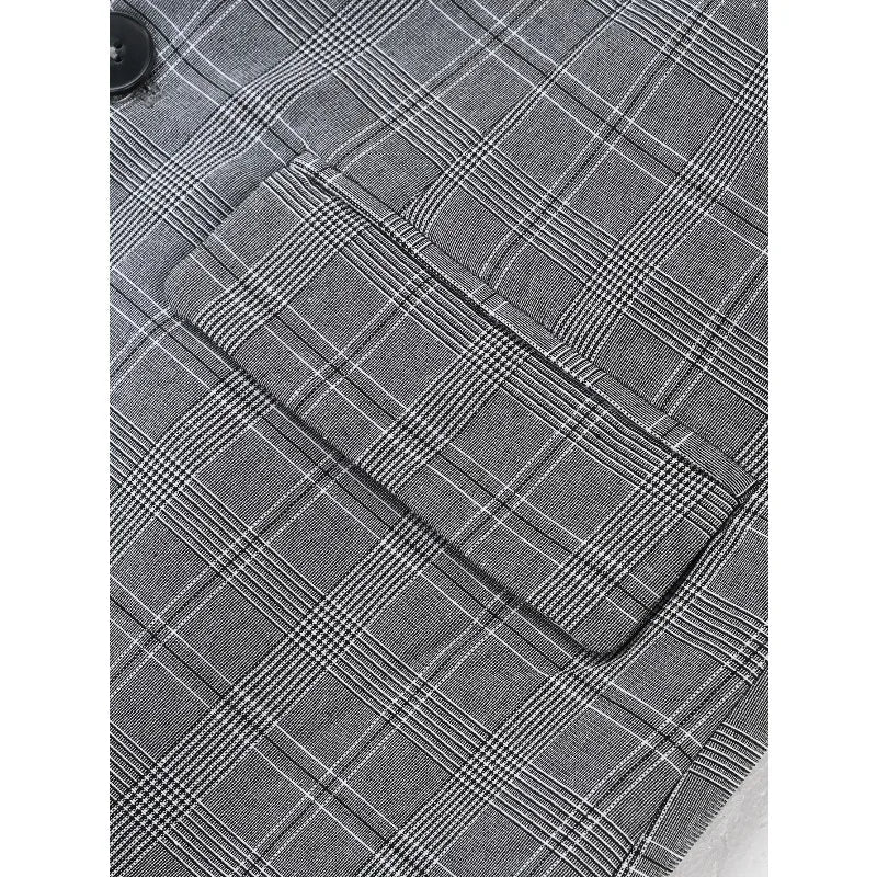 KIDWHXR Men Summer Suit Outfit British Style Plaid Short Sleeve Male 2-piece Set Loose Comfortable Business Casual Man Suits