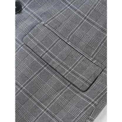 KIDWHXR Men Summer Suit Outfit British Style Plaid Short Sleeve Male 2-piece Set Loose Comfortable Business Casual Man Suits