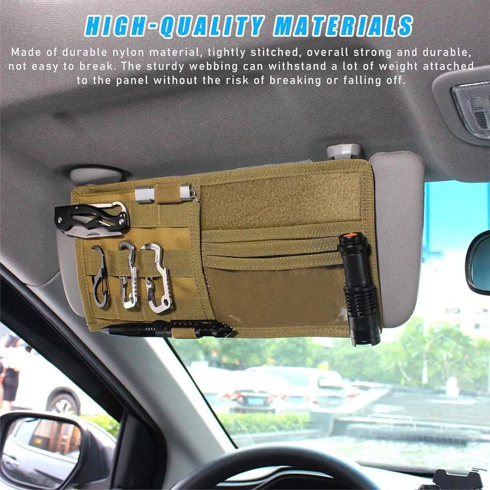 Multifunctional Sun Visor Storage Bag Tactical Car Organizer Pouch for Pickup Trucks SUVs Tool Holder Travel & Outdoor Use