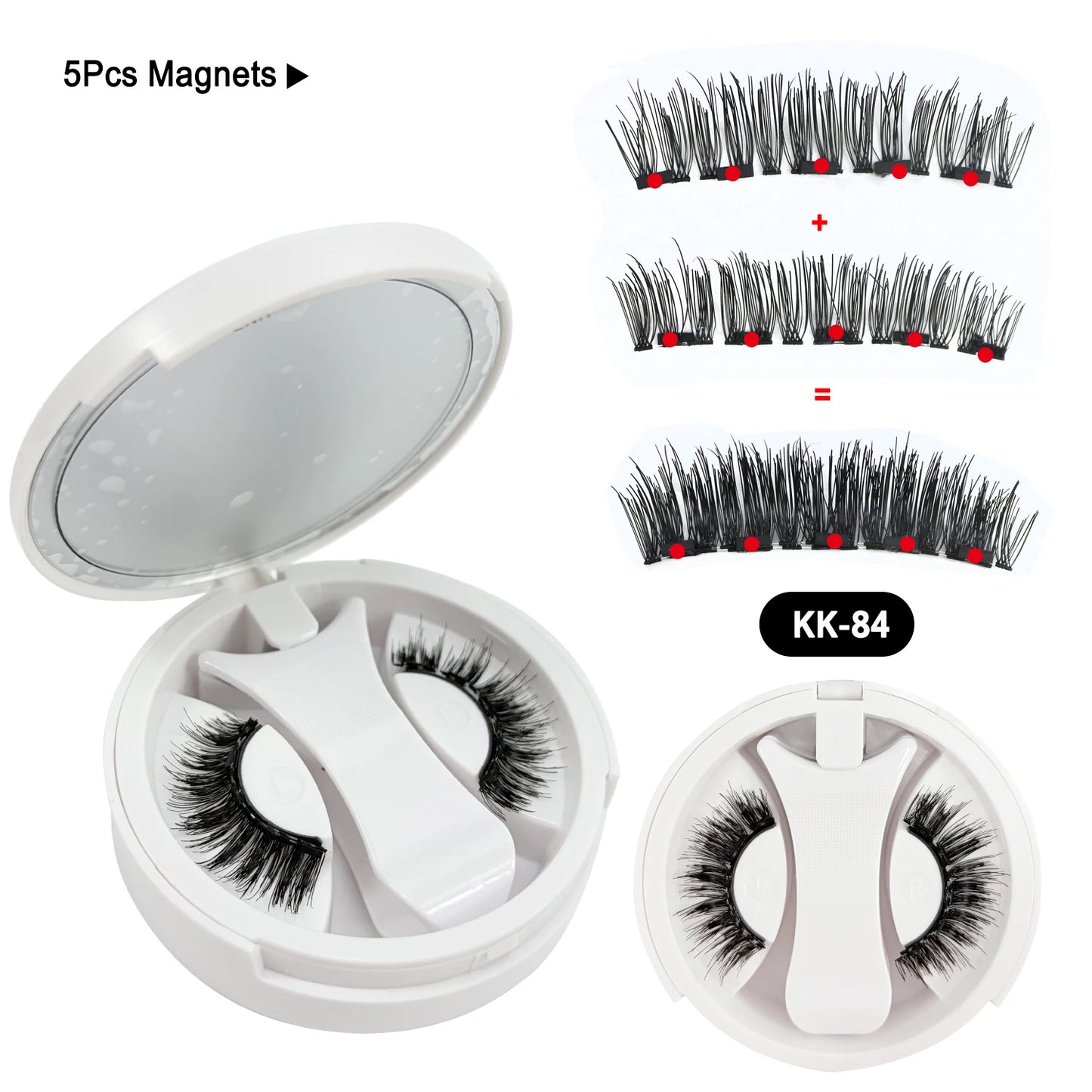 5 Magnets Glue Free Magnetic Lashes 3D Fluffy Faux Mink False Eyelashes With Mirror Case & Applicator