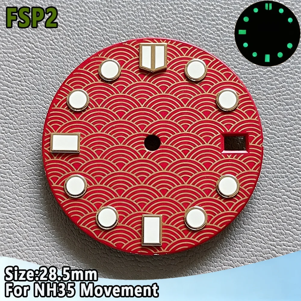 28.5mm NH35 Watch Dial Luminous Dials Single Calendar Dial Suitable For NH35 Movement Can Support DIY Dial Customization Logo