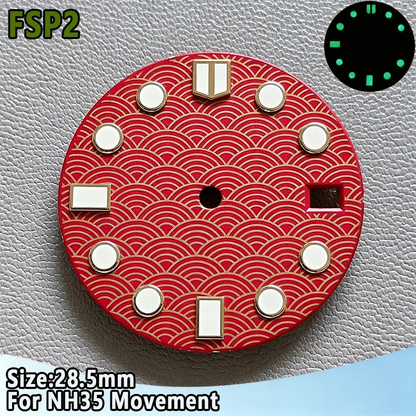 28.5mm NH35 Watch Dial Luminous Dials Single Calendar Dial Suitable For NH35 Movement Can Support DIY Dial Customization Logo