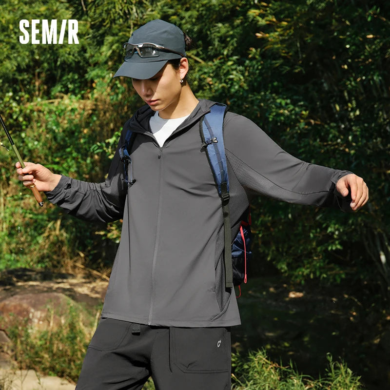 Semir Men Jacket UV Protection Cool Feeling Breathable Knit Elastic Hooded 2026 Summer Comfortable Outdoor Fashion Top
