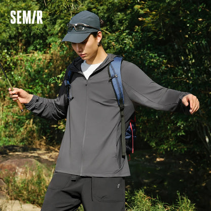Semir Men Jacket UV Protection Cool Feeling Breathable Knit Elastic Hooded 2026 Summer Comfortable Outdoor Fashion Top