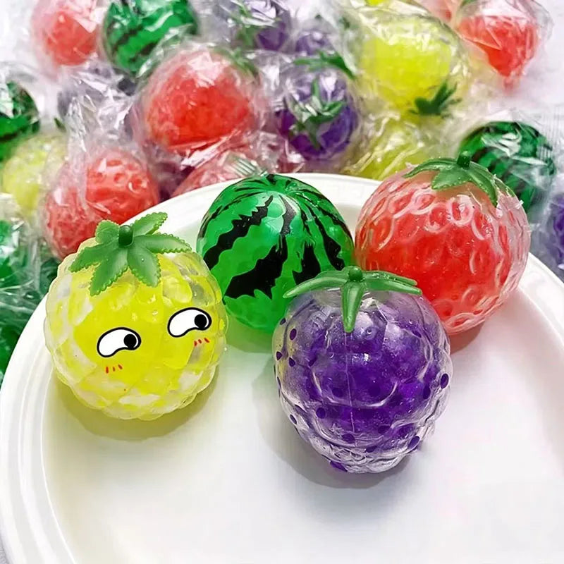 Fruit Shaped Squeeze Ball Toy Water Bead Fidget Sensory Stress Relief Gadget for Adults Dough Ball Fidget Toys Anxiety Relief