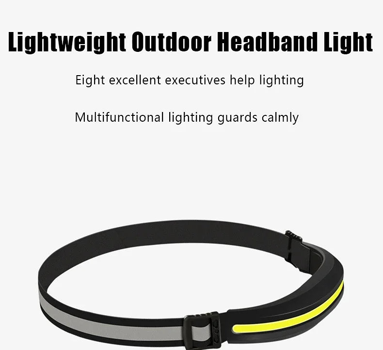 High Power COB Headlamp USB Rechargeable Lamp with 4 Lighting Modes Portable Light with Red/White Light Outdoor Camping Lantern