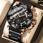 POEDAGAR Top Business Men's Wristwatch Luminous Waterproof Man Clock Chronograph Calendar Stainless Steel Quartz Watches For Men