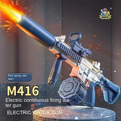 Water Gun Electric M416 Pistol Shooting Lighting Toy Gun Full Automatic Summer Pool Beach Toy For Kids Children Boys Girls Adult