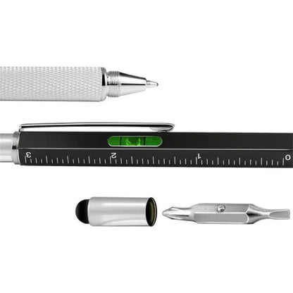 Multifunction Tech-Tool Pen with Ballpoint Pen Touch Screen Stylus Ruler Spirit Level Flat-head and Phillips Screwdriver - Idea