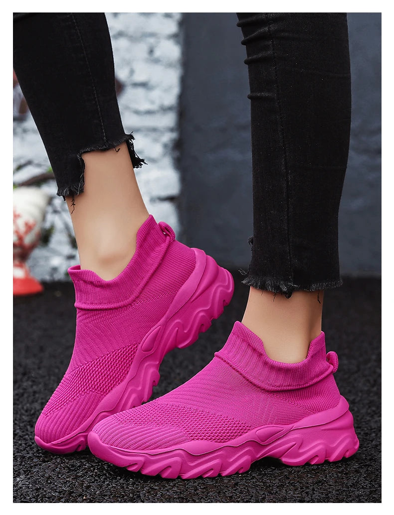 Men'S And Women'S Sneakers Mesh Breathable Lightweight High-Top Running Tennis Shoes Comfortable Outdoor Pair Naked Boots