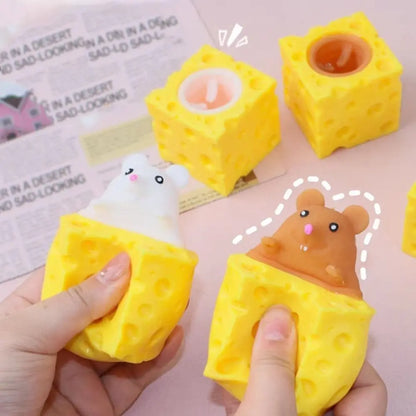 PVC Cheese Mouse Decompression toy Stress Relief Squeeze Anti Stress Toy Pop Up Funny Fidget Toys children