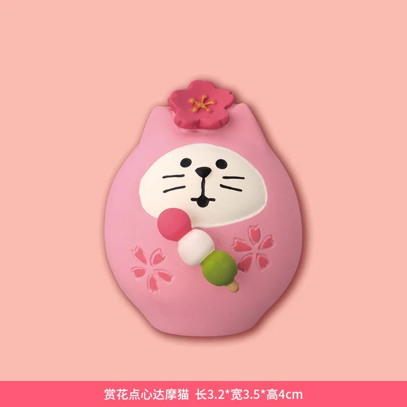 Sakura Series Miniature Zakka Japanese Style Cute Handmade Cat Rabbit Bird Figurines Resin Ornament Desktop Car Home Decor Gifts