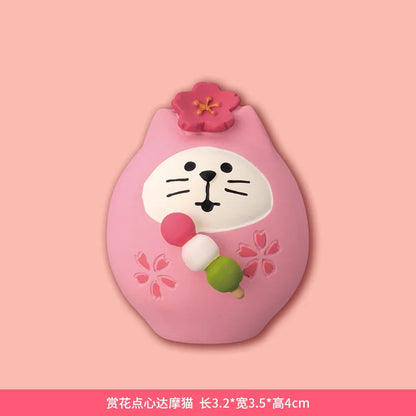 Sakura Series Miniature Zakka Japanese Style Cute Handmade Cat Rabbit Bird Figurines Resin Ornament Desktop Car Home Decor Gifts