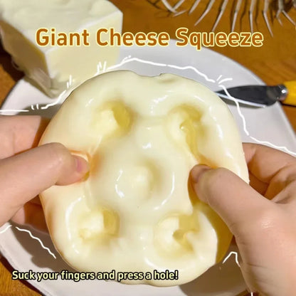Giant Cheese Shaped Squeeze Stress Relief Toy Soft Thick Squishy Fidget Toy Non-Rigid Non-Springy Anxiety Relief for Kids Adults