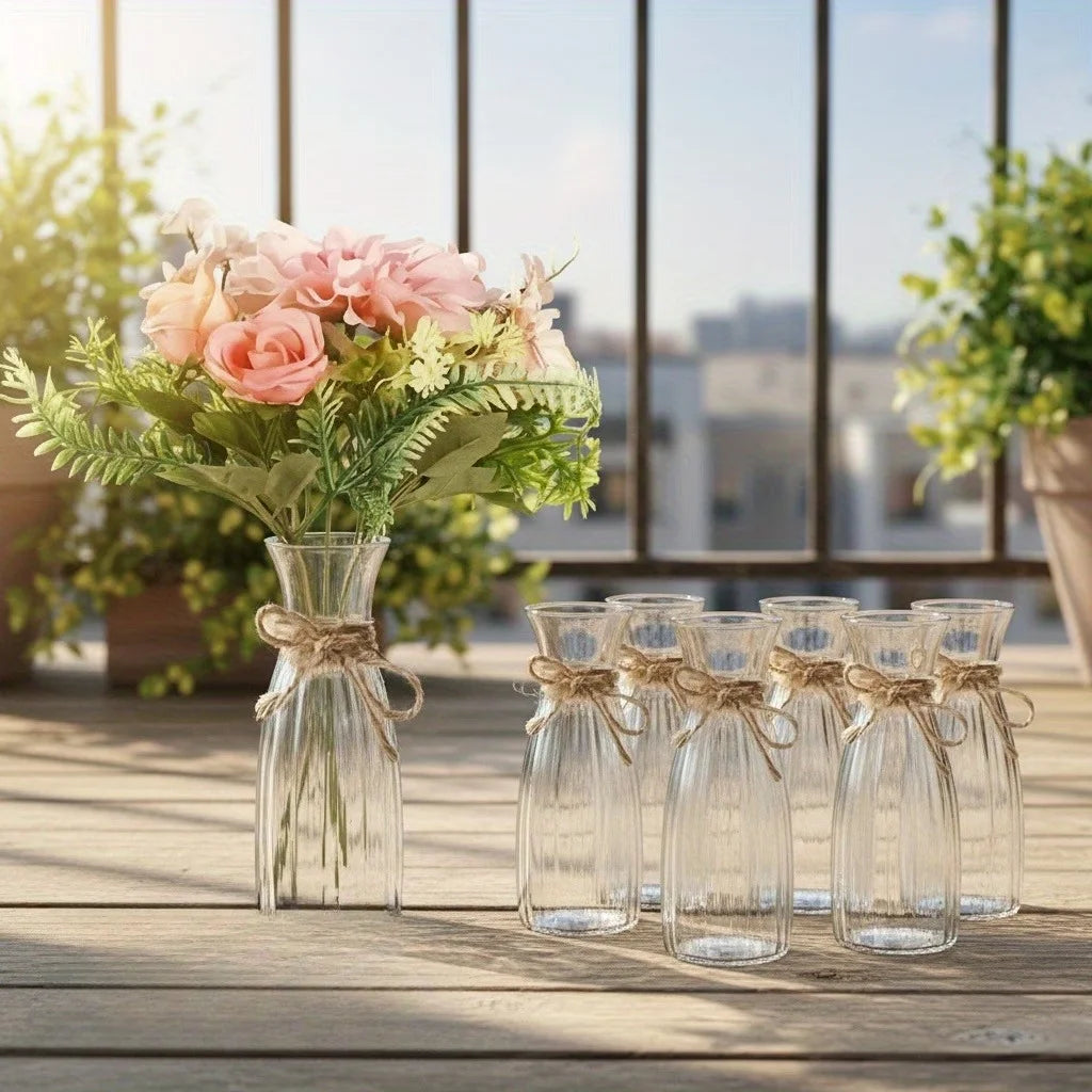 Striped Design Clear Plastic Vases for DIY Floral Arrangements Durable Home Wedding Table Centerpiece Decor
