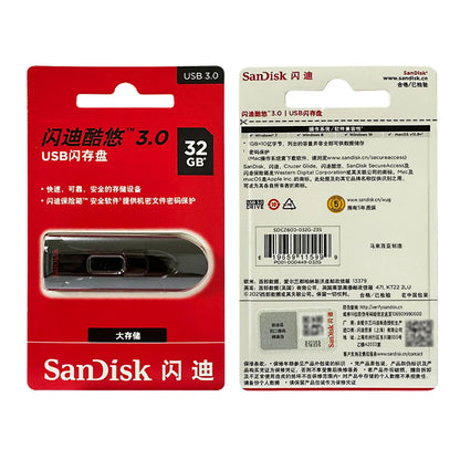 SanDisk Cruzer Glide 3.0 USB Flash Drive Pen 16GB 32GB Memory Stick 64GB 128GB 256GB retractable USB connector for Computer