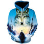2023 Men's Oversized Hoodie 3D Wolf Animals Pattern Ferocious Warrior Fashion Sweatshirt Loose Street Funny Tracksuits Fitness
