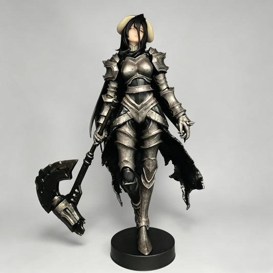 Overlord Armor Ver Figure 24cm Long Hair Demon Horns Battle Axe Statue Anime Model Heavy Metal Texture Armor Knight Figure