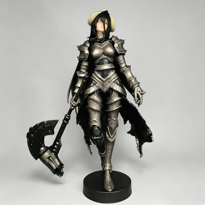 Overlord Armor Ver Figure 24cm Long Hair Demon Horns Battle Axe Statue Anime Model Heavy Metal Texture Armor Knight Figure
