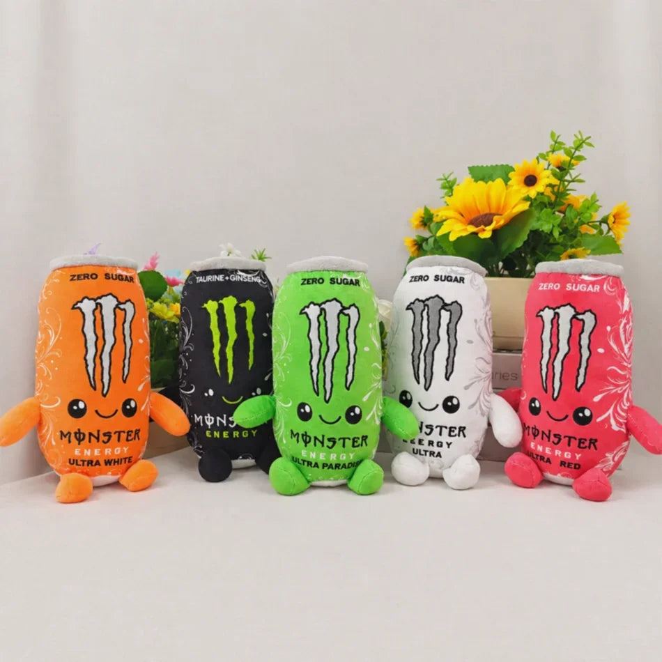 HOT- Monster Plush White Energy Drink Plush Toy Simulation Can Stuffed Doll Cute Soft Figure Decor Gift Friend Home Ornament