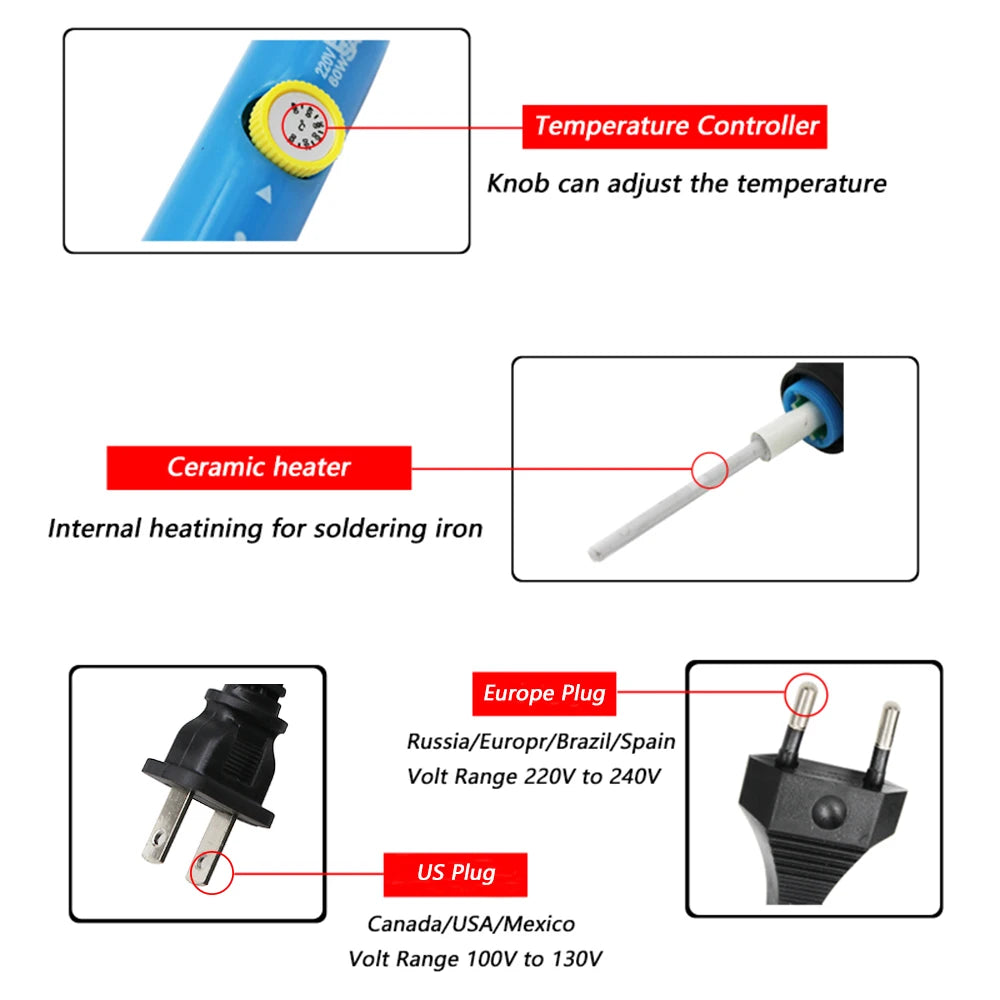Electric Soldering Iron For Soldering 220V Adjustable Temperature Internally Heated Mini Portable Welding Repair Tools