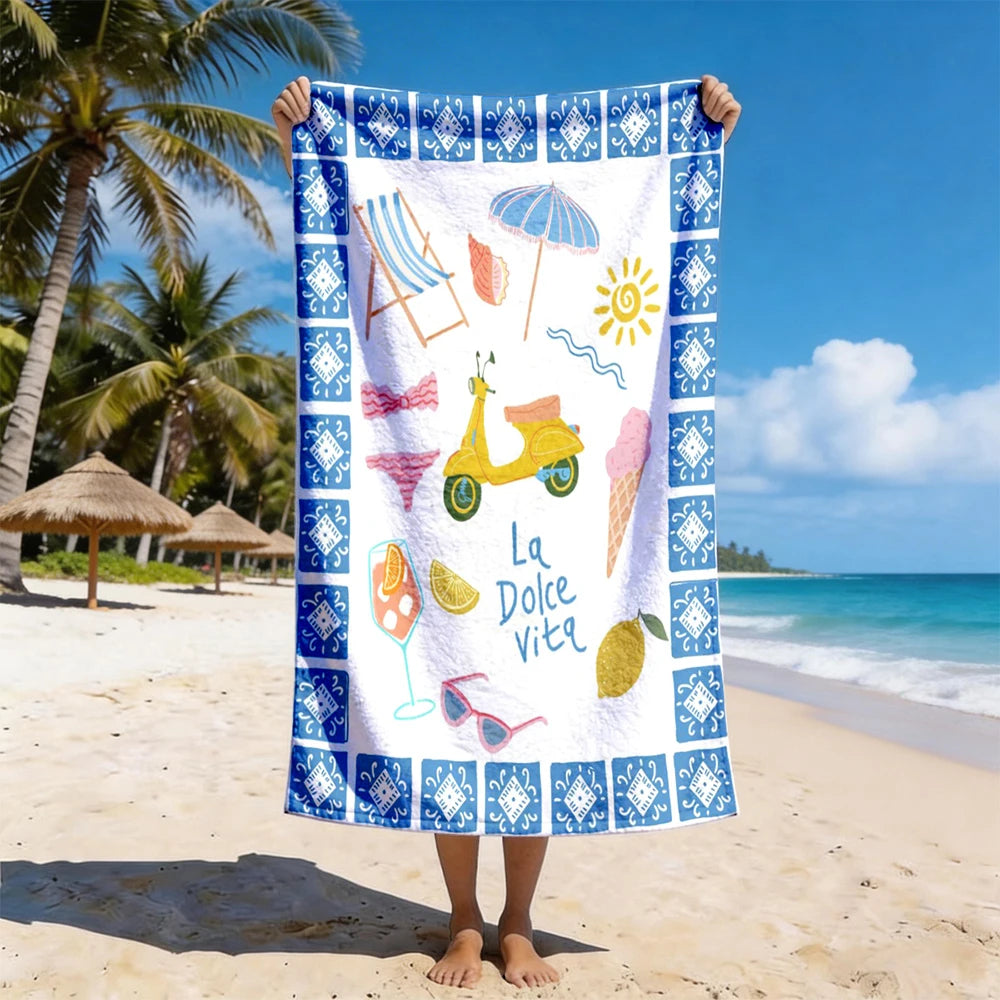 1pc Summer Vibes Beach Towel Collection: Cute & Stylish Printed Quick Dry Beach Blankets