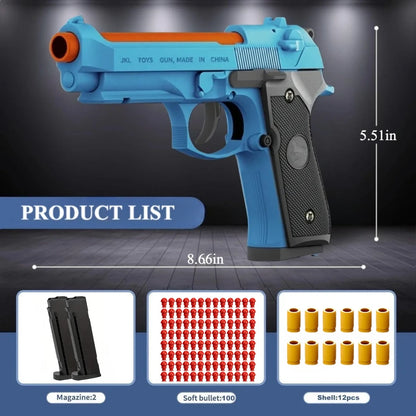 SIG17 Shell Throwing Toy Gun Continuous Firing Blowback Soft Bullet Pistol Model Empty Hanging Weapon Children's Toy Boys Gift