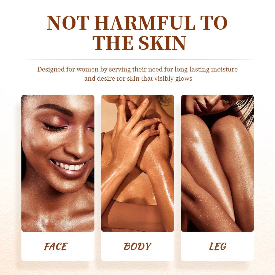GOIPLE Body Shimmering Oil Long Lasting Moisturizing Gold Bronze Contour Brightener Non-sticky Liquid Body Glitter Care Products