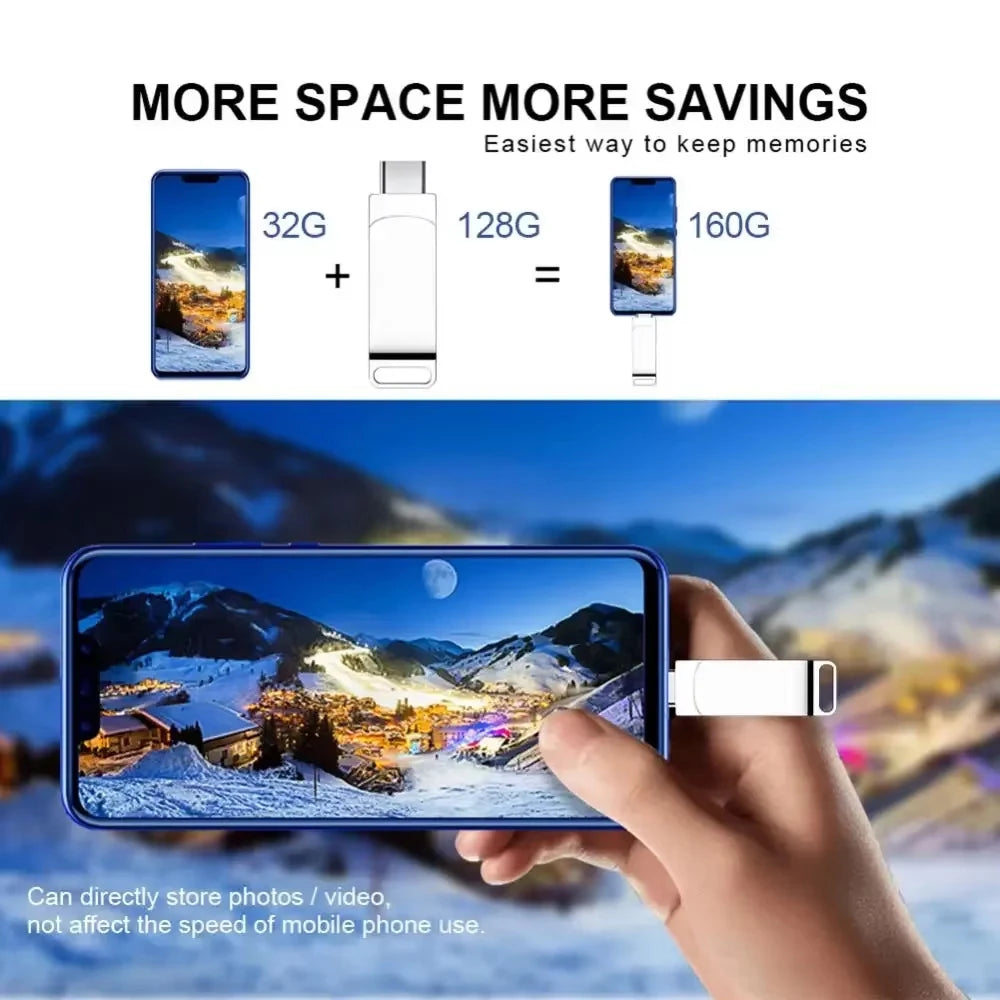 Metal Pendrive 2TB USB 3.0 Type-C Interface High Speed Pen Drive 8TB 4TB Large Capacity Mechanical Style Memoria USB 16TB U Disk