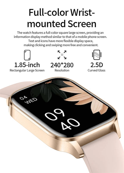 LIGE Smart Watch Answer/Make Call 1.85" Smartwatch for Android iOS Heart Rate Sleep Monitor Pedometer Waterproof Fitness Watches