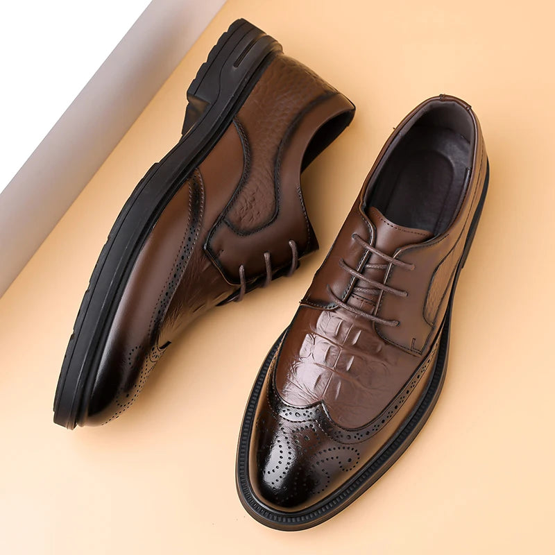 Summer New Leather Shoes Men's Business Hollow Holes Soft Bottom Men's Sandals Formal Wear Breathable Office Dress Shoes for Men
