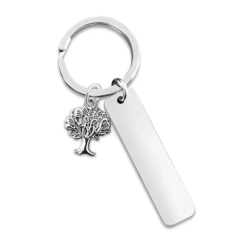 New Style Rectangular Hang Tag Metal Key Ring  Stainless Steel Custom Logo Name Keychain Engraved Laser Advertising Gift