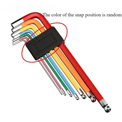7Pcs Bike Hex Tool MTB Road Bike Repair Tool Kit Bicycle Colorful Hexagon Spanner Flat Ball Opening Wrench 1.5/2/2.5/3/4/5/6mm