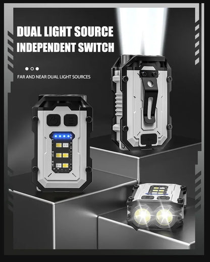 800mAh Super Bright LED COB Flashlight 8 Modes Keychain Light IPX4 Waterproof Magnetic Type C Rechargeable Mini EDC Torch Light