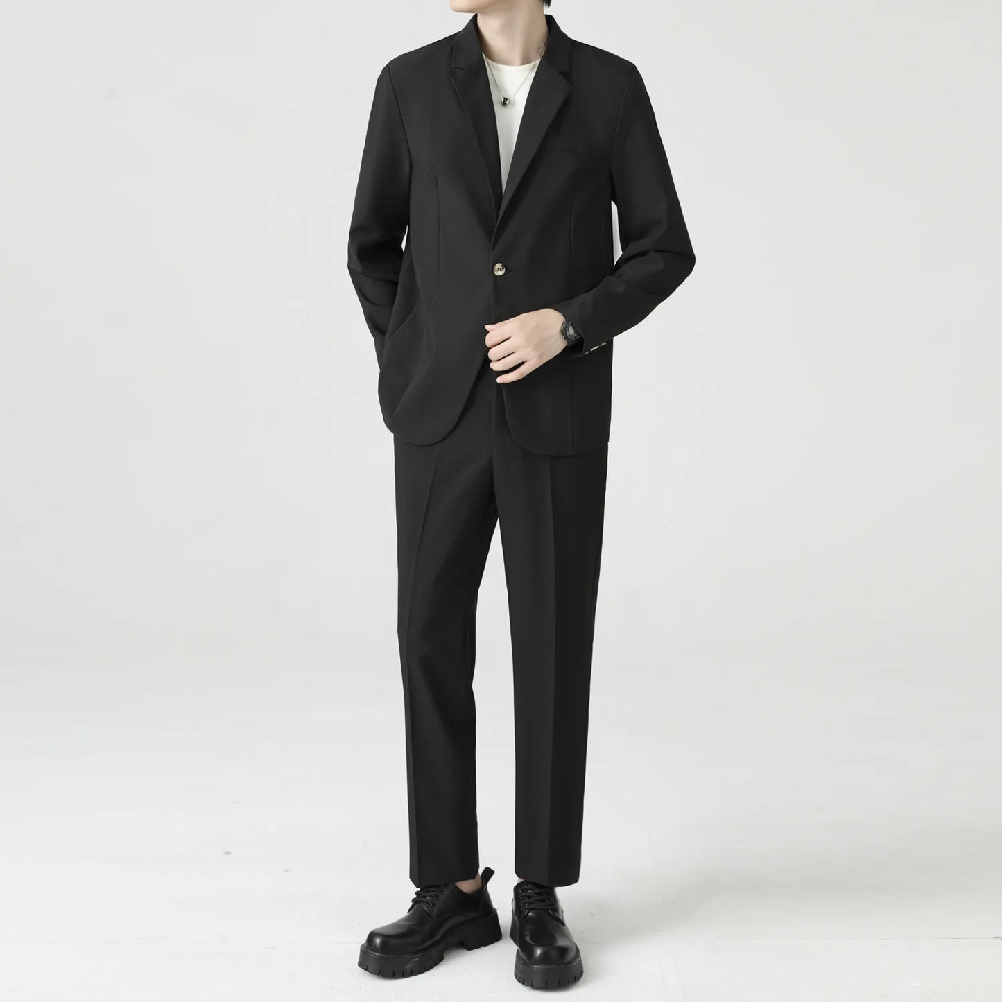 Suits Men's Fashionable Banquet Solid-color Dance Host Casual Wedding Banquet Dress Performance Korean-style Rugged Smart Suit