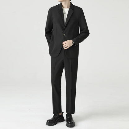 Suits Men's Fashionable Banquet Solid-color Dance Host Casual Wedding Banquet Dress Performance Korean-style Rugged Smart Suit