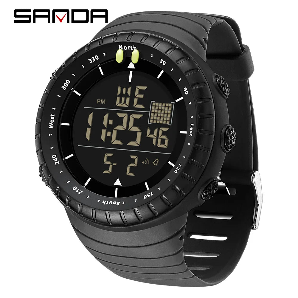 SANDA New 6256 Men's Electronic Watch Large Dial Outdoor Waterproof Sports Watch Night Light Alarm Clock Multi functional Watch