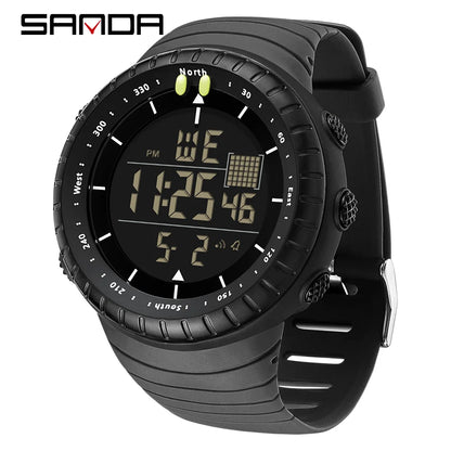 SANDA New 6256 Men's Electronic Watch Large Dial Outdoor Waterproof Sports Watch Night Light Alarm Clock Multi functional Watch