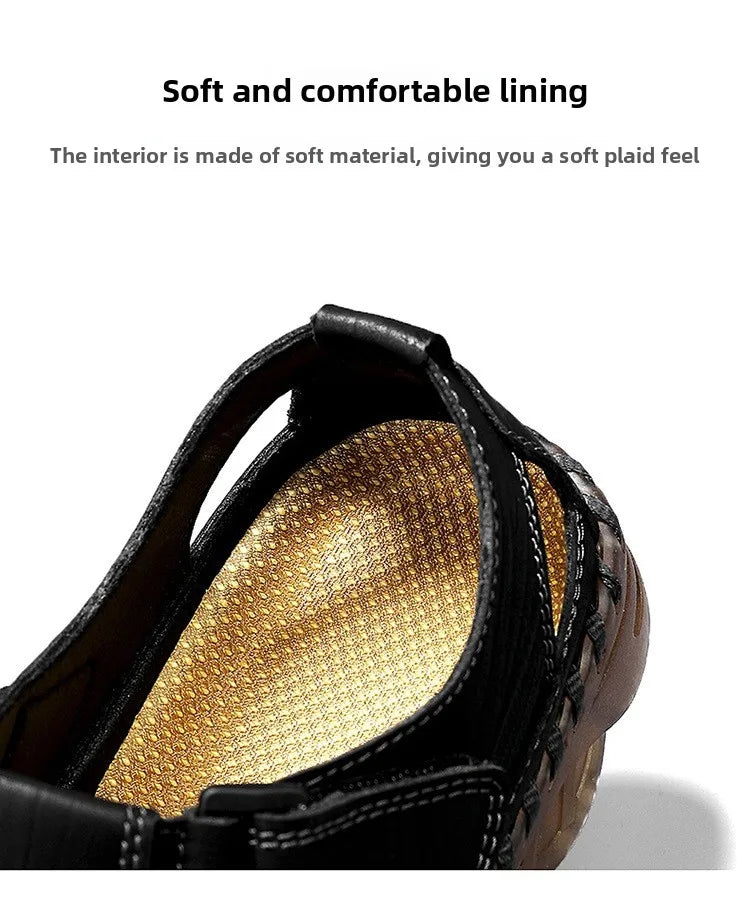 Large Size Summer New Men's Beach Sandals Outdoor Casual Leather Bag Head Wear-resistant Breathable Men's Shoes