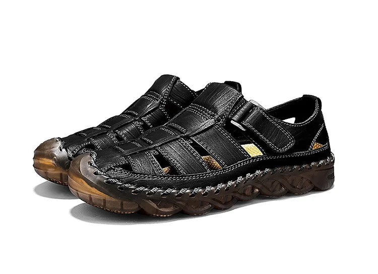 Large Size Summer New Men's Beach Sandals Outdoor Casual Leather Bag Head Wear-resistant Breathable Men's Shoes