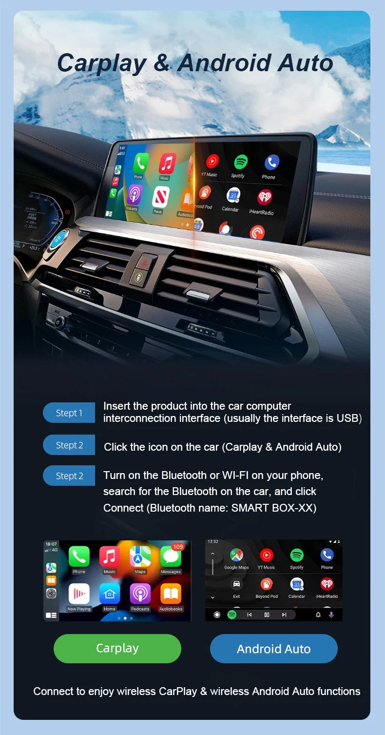 2in1 Wireless CarPlay Dongle Wireless Android Auto Adapter AI Smart Box For Car With Wired CarPlay Car Intelligent Systems
