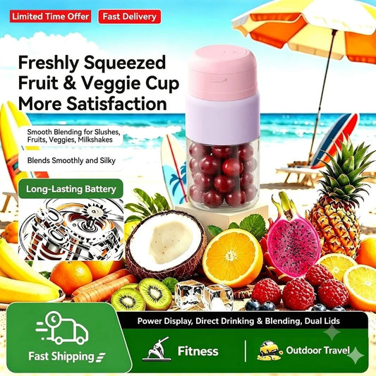 Portable Blender 38 Blades Electric Juicer Cup Rechargeable Smoothie Maker Wireless Automatic Fruit Mixer for Gym Travel Camping