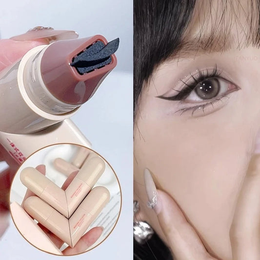 Lazy Integrated Eyeliner Stamp Dual-Head Rotatable Precise Outline Seal Lasting Waterproof Fast Drying Liquid Eye Liner Pen