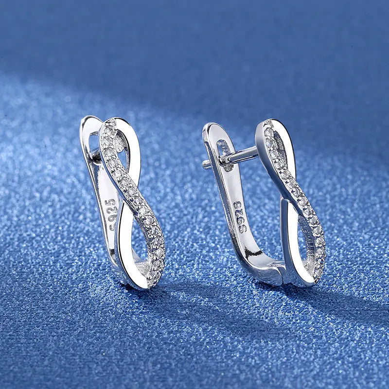 925 Sterling Silver Earrings Jewelry High Quality Retro Simple Pattern Purple White Zircon Earrings Hot Sale