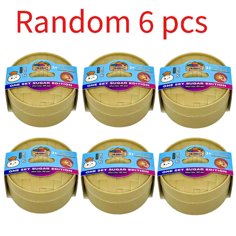 New 1-6pcs Blind Box Colorful Simulated Steamed Bun Squishy with Box Dumplings Sensory Squeeze Toy for Stress Relief