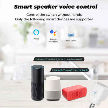 20A EU Smart Socket WiFi Smart Plug Power Monitoring Timing Function Voice Control Works With Tuya APP Alexa Google Home